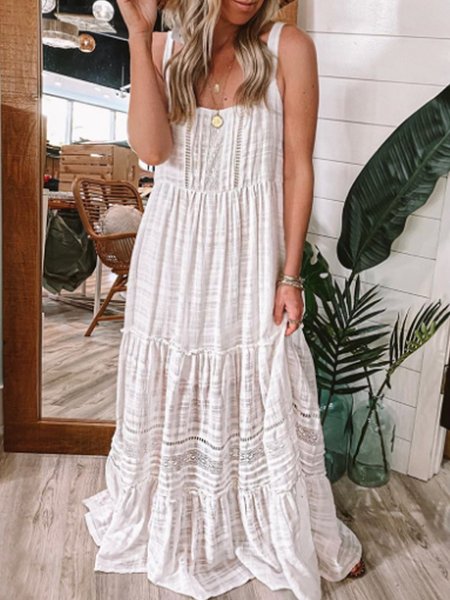 

Abito Casuale di Cotone, Bianco, Casual Dresses