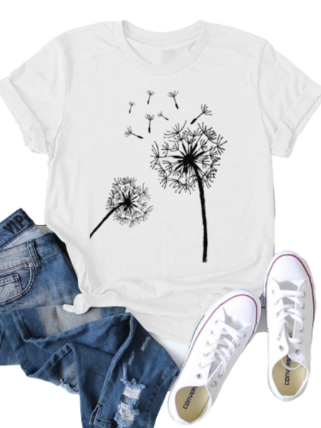 

Summer Casual Cotton-Blend T-shirt, White, Tees & T-shirts