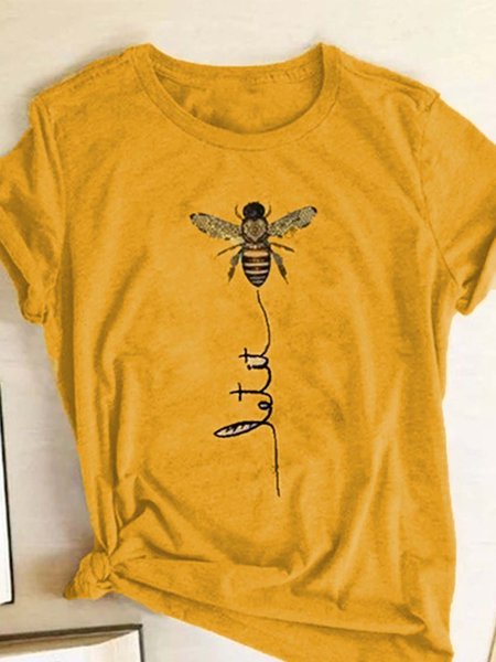 

Short Sleeve Tee Casual Short Sleeve Top, Yellow, Tees & T-shirts