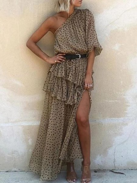 

Abito a Pois Casuale, Grigio, Summer dresses