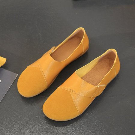 

Scarpe Velcro in Pelle, Giallo, Flat & Loafers