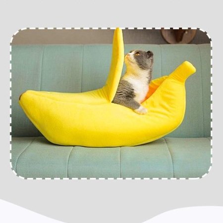 

Cute Cat Bed House, Pet Bed Soft Cat Cuddle Bed, Lovely Pet Supplies for Cats Kittens Rabbit Small Dogs Bed, Yellow, Home&Garden