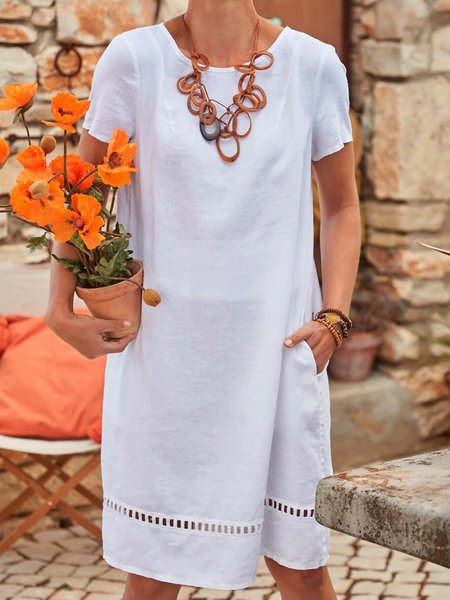 

Abito Casuale Incavato, Bianco, Dresses