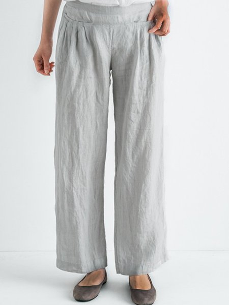 

Pantaloni Vintage Casuale di Misto Cotone, Grigio chiaro, Bottoms