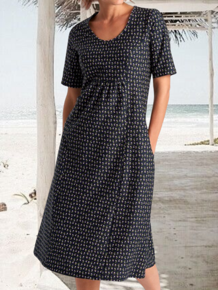 

Abito a Girocollo, Nero, Summer dresses