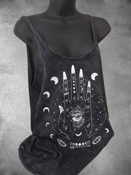 

Black Cotton-Blend Vintage Floral-Print Tanks & Camis, Tops