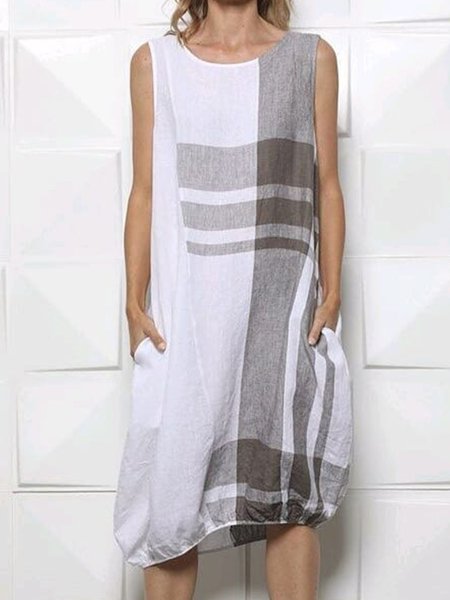 Abito Geometrico, Bianco, Summer dresses