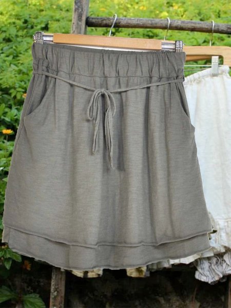 

Summer casual vintage elastic skirt, Dark gray, Skirts