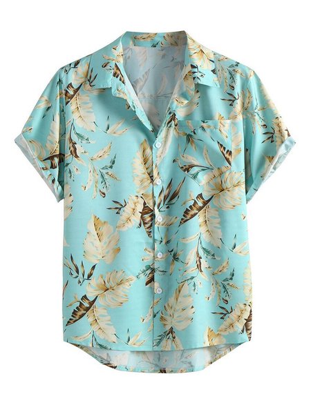 

Camicetta con Tasche Floreale, Azzurro, Men's Top