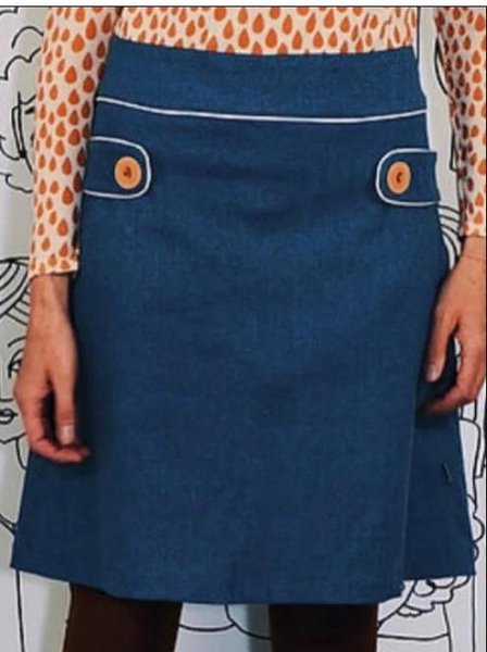 

Solid Buttoned Casual Skirt, Blue, Skirts