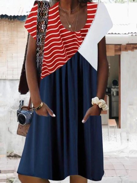 

Abito Colore-block di Cotone, Rosso, Summer dresses