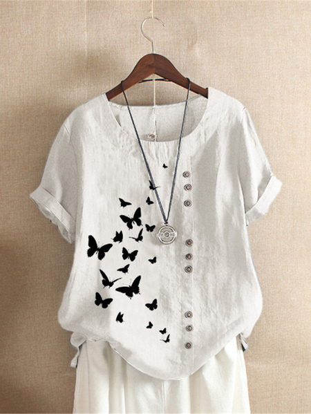

Top Casuale Stampato, Bianco, T-Shirts