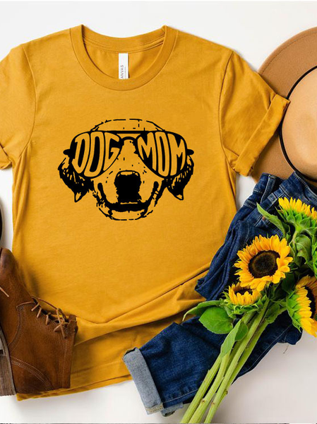 

Short Sleeve Printed Casual Crew Neck T-Shirt & Top, Yellow, Tops