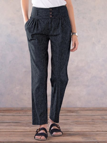

Pantaloni a Righe Casuale, Nero, Bottoms