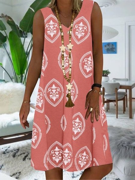 

Abito con Scollo a V Casuale Tribale A-line, Rosa, Dresses