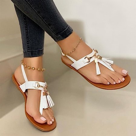 

zolucky Leather Daily Sandals, White, Sandals