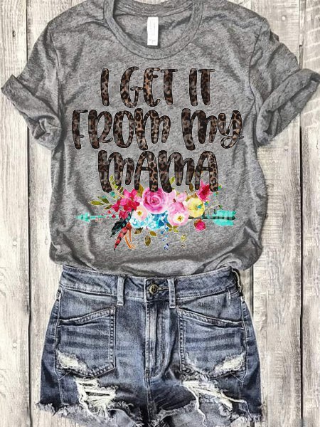 

Gray Casual Shift Floral T-shirt, T-shirts