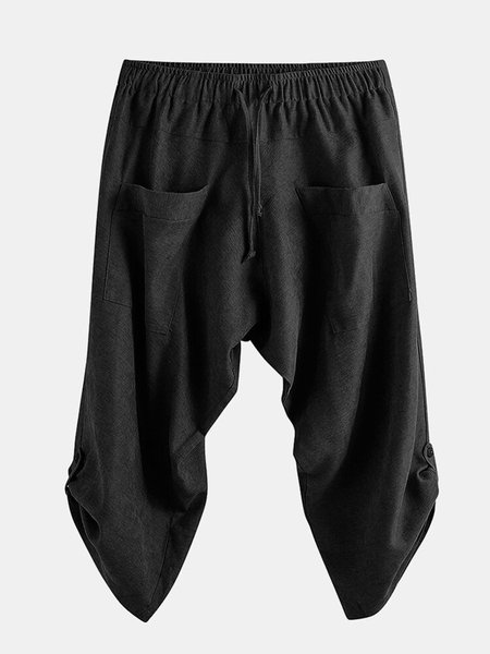 

Beach Solid Cotton Pants, Black, Men's pants