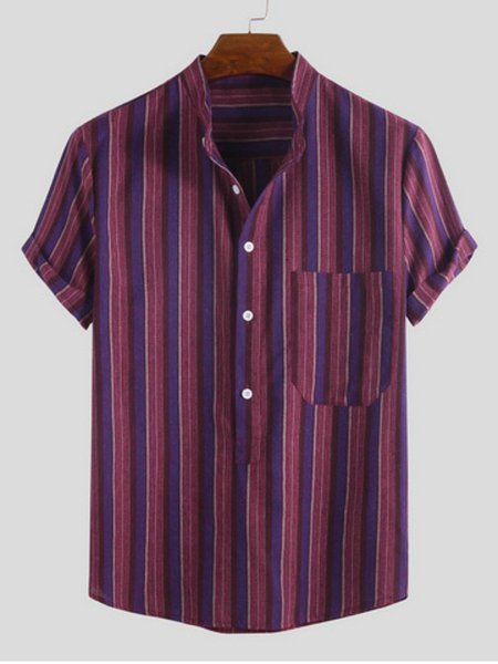 

Camicetta con Scollo a V Stampata Bohemian, Rosso, Men's Top