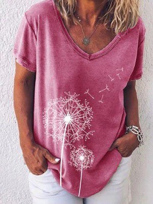 

V Neck Casual T-shirt, Red, Tees & T-shirts