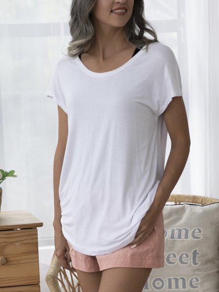 

White Solid Casual Shirts & Tops, Tops
