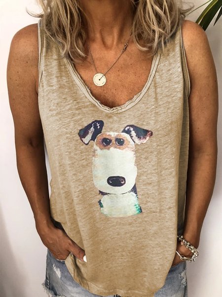 

Animal Sleeveless Tops, Khaki, Tops