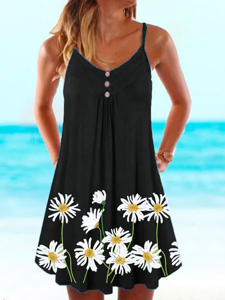 

Black A-Line Boho Floral-Print Knitting Dress, Casual Dresses