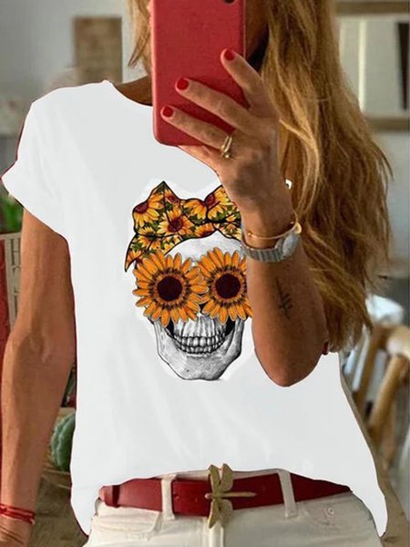 

White Short Sleeve Shift T-shirt, T-Shirts