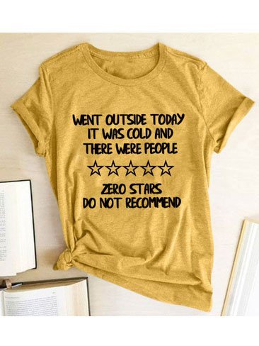 

Letter Cotton-Blend Short Sleeve Shirts & Tops, Yellow, T-Shirts
