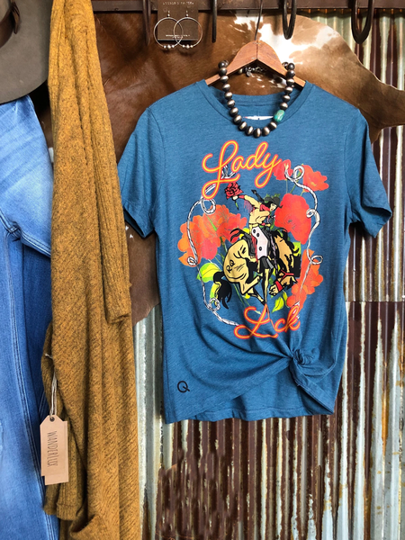 

Casual Crew Neck Printed T-shirt, Blue, Tops