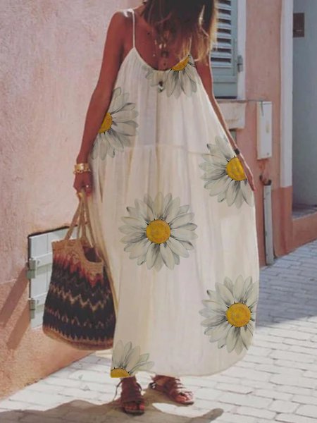 

Abito Floreale di Misto Cotone, Bianco, Casual Dresses