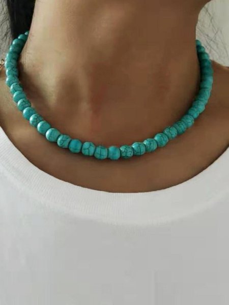 

Bohemian style natural turquoise white turquoise necklace, 4#, Jewelry