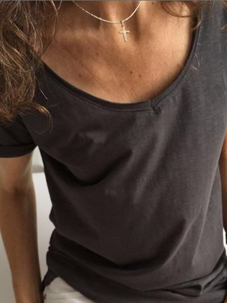 

T-Shirt di Cotone, Grigio scuro, Tops