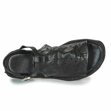 

Black Flat Heel Leather Sandals, Sandals