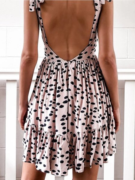

V Neck Pink Knitting Dress Daily Acrylic Knitting Dress, Mini Dresses