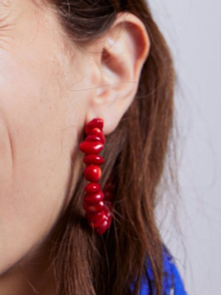 

Retro geometric turquoise bohemian Earrings, Red, Earrings