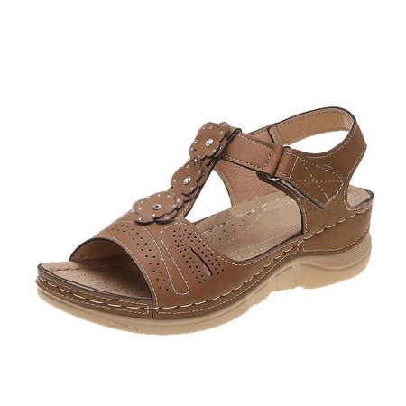 

Women Casual Summer Flower Comfy Wedge Sandals, Brown, Sandals