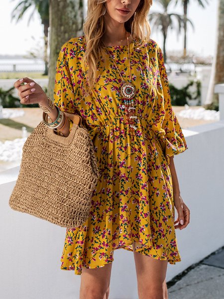 

Abito Casuale Floreale, Giallo, Dresses