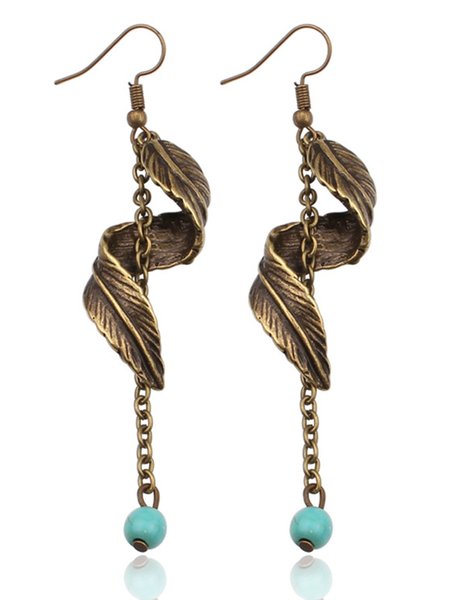 

Women Leaves Alloy Drop Earrings, Golden, Earrings