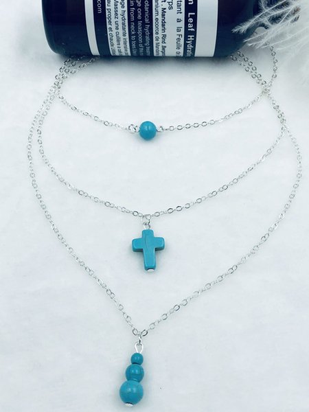 Turquoise NecklacesTurquoise Cross Ladies Necklace, Silver, Necklaces