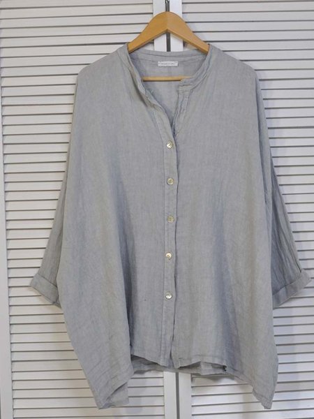 

Gray Blue Buttoned Solid Long Sleeve Shirts & Tops, Blouses & Shirts