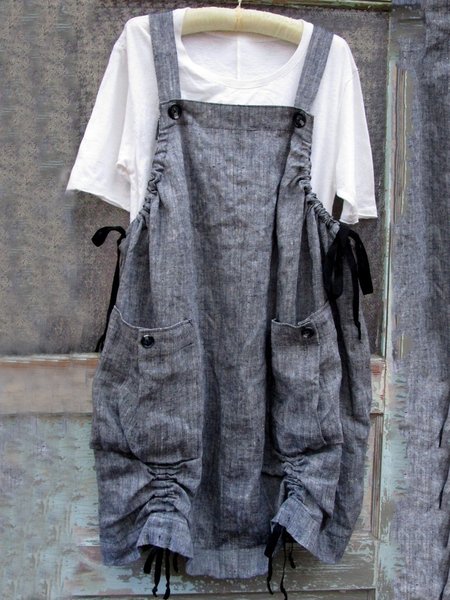 

zolucky Vintage Sleeveless Casual Plain Plus Size Dresses, Gray, Dresses