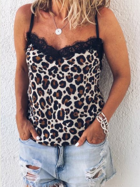 

Casual sexy vacation leopard strap T-shirt, Brown, Email discount