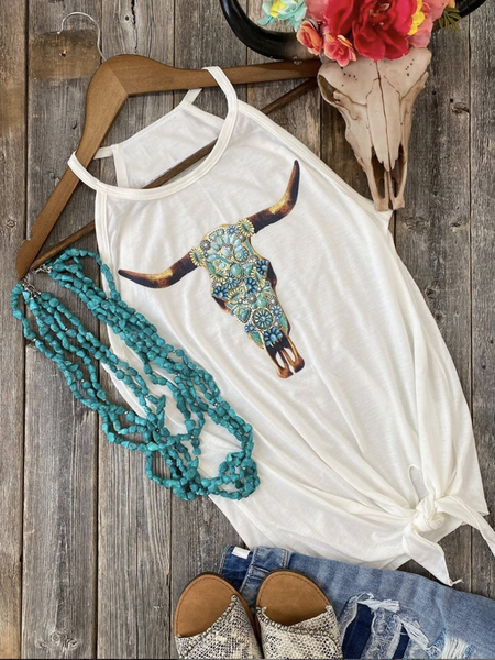 Top Stampato a Girocollo, Bianco, T-Shirts