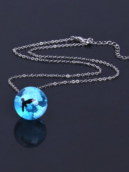 

Blue sky and white cloud transparent resin necklace, Necklaces