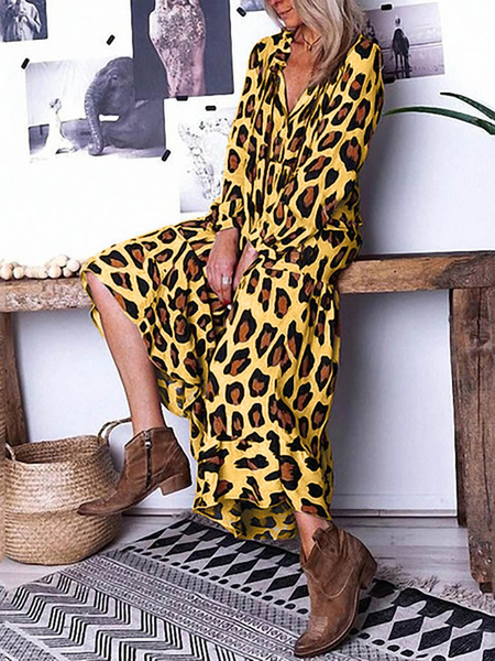

Abito Casuale di Misto Cotone, Giallo, Casual Dresses