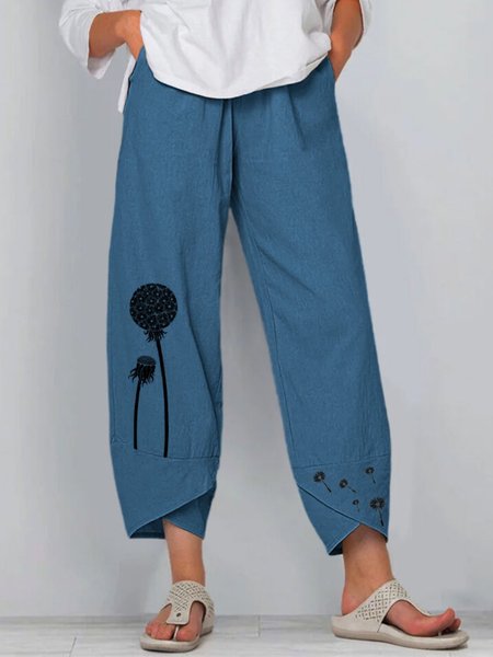 

Pantaloni Stampato Floreale Casuale, Blu, Pants