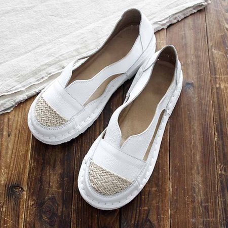 

Scarpe Piatte in Pelle, Bianco, Sandals