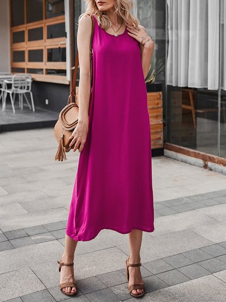 

Fuchsia Sleeveless Shift Daily Maxi Dress, Maxi Dresses