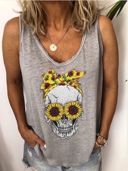 

Gilet Dritto Casuale, Grigio, Tank Top